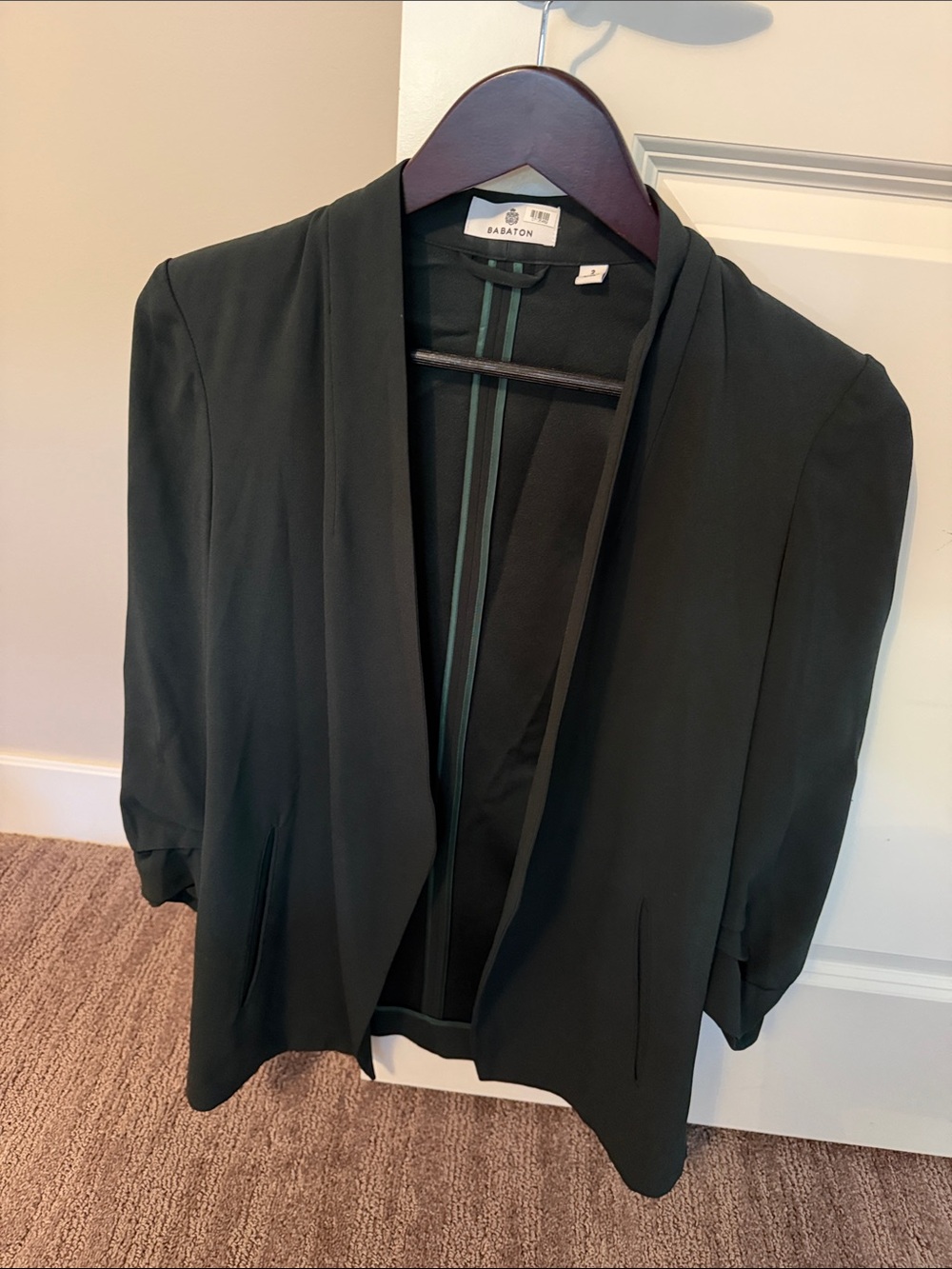 Babaton Black Open-Front Draped Blazer
